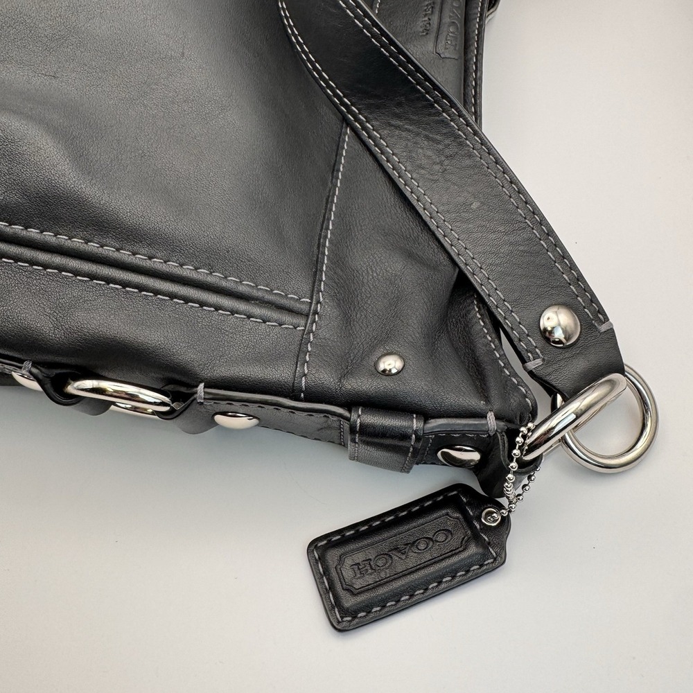 Coach Black Zoe Purse Bag Large Leather Single Strap & Silver hardware Accents - Picture 13 of 13